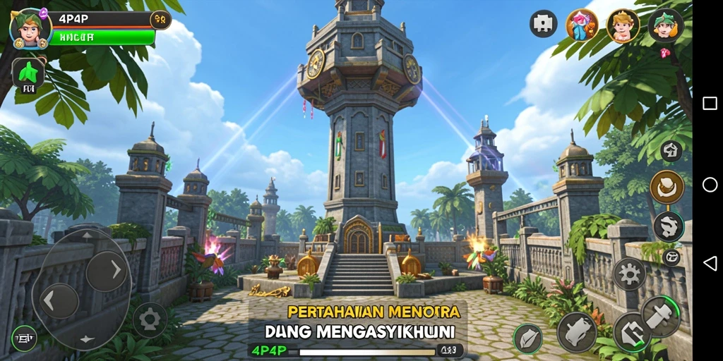 Tampilan gameplay Tower Defense yang seru dan menantang di 4P4P.