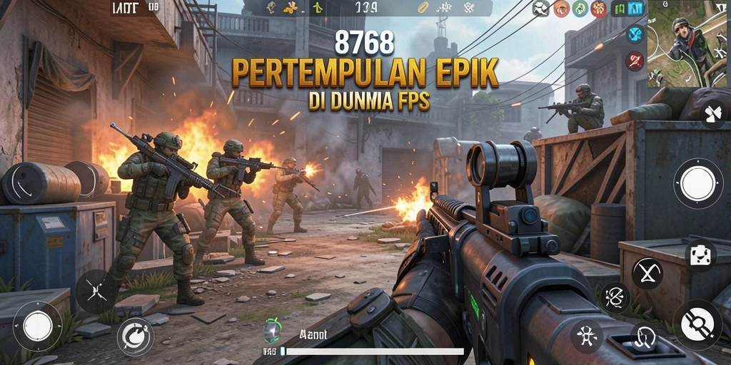 Screenshot gameplay menampilkan pertempuran seru dalam 8768.