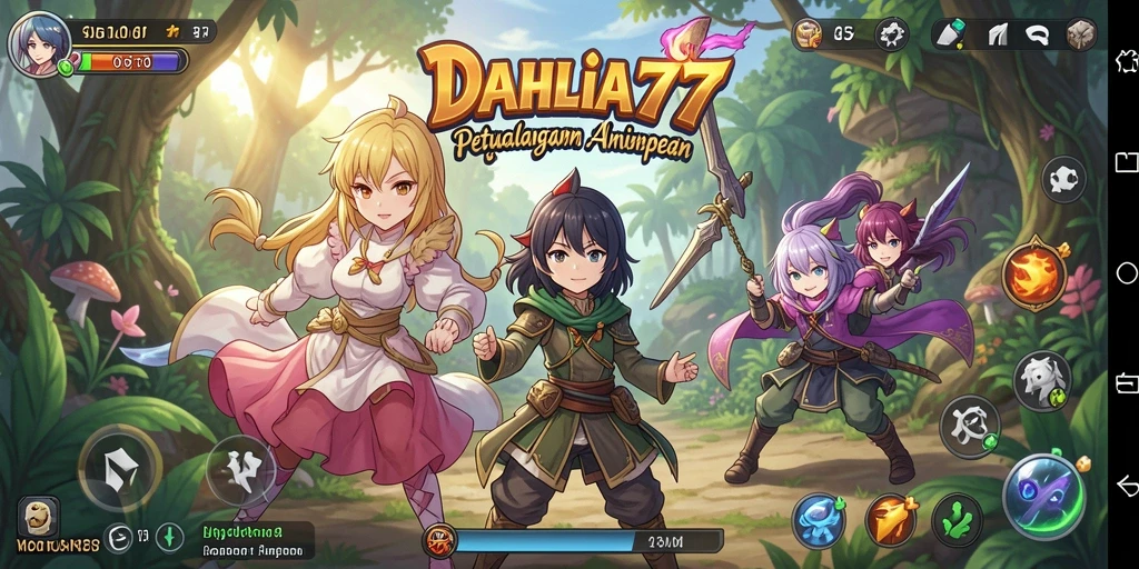 Gameplay DAHLIA77 menampilkan pertarungan seru karakter Anime yang beragam.