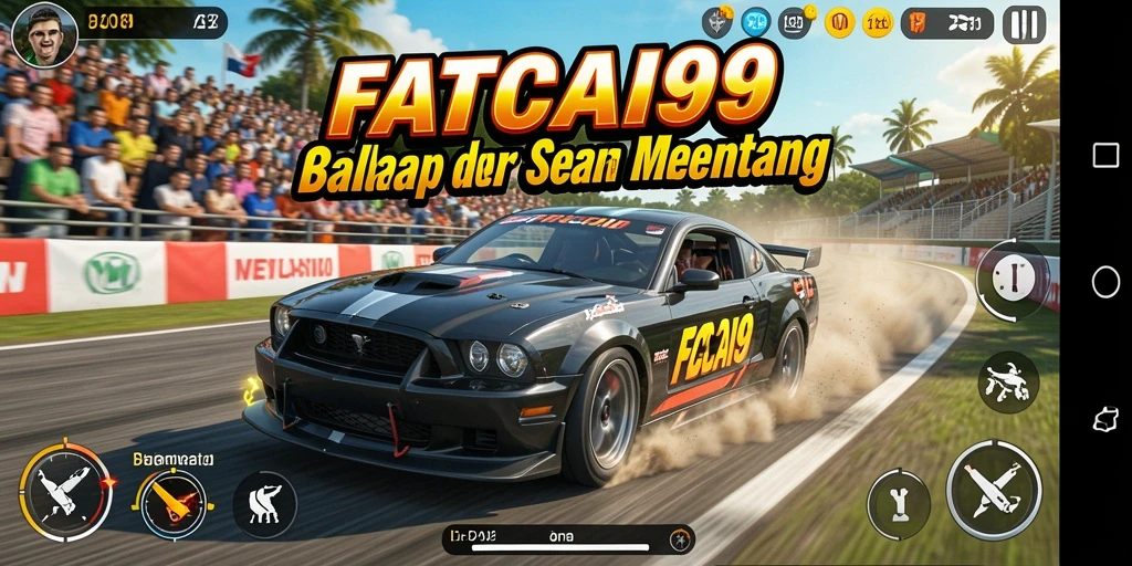 Tampilan gameplay seru dari FATCAI99 dengan mobil balap yang menakjubkan.