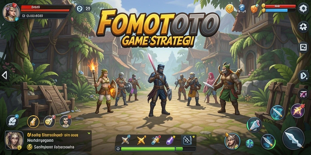 Screenshots yang menunjukkan berbagai aspek gameplay FOMOTOTO.