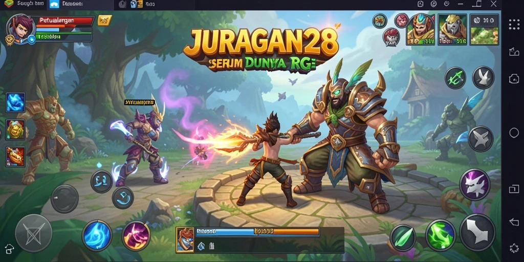Screenshot menampilkan aksi seru dalam JURAGAN28 saat melawan monster.