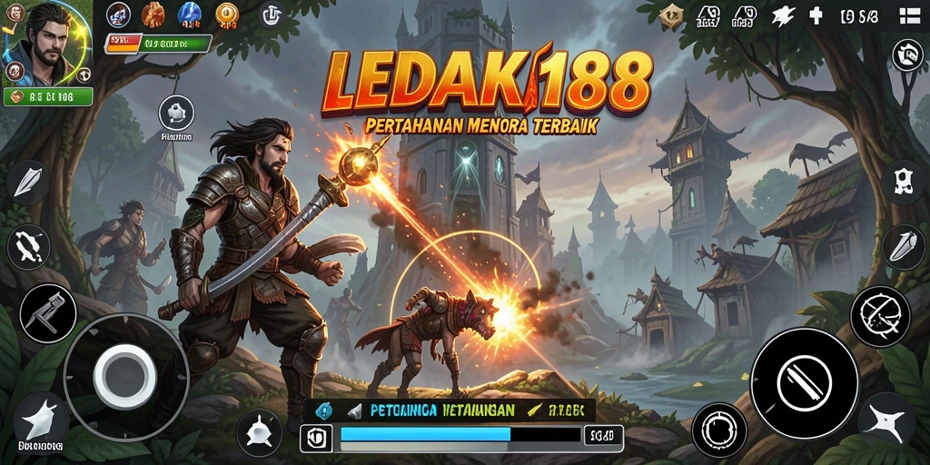 Tampilan gameplay LEDAK188 yang menawan dalam pertahanan menara.
